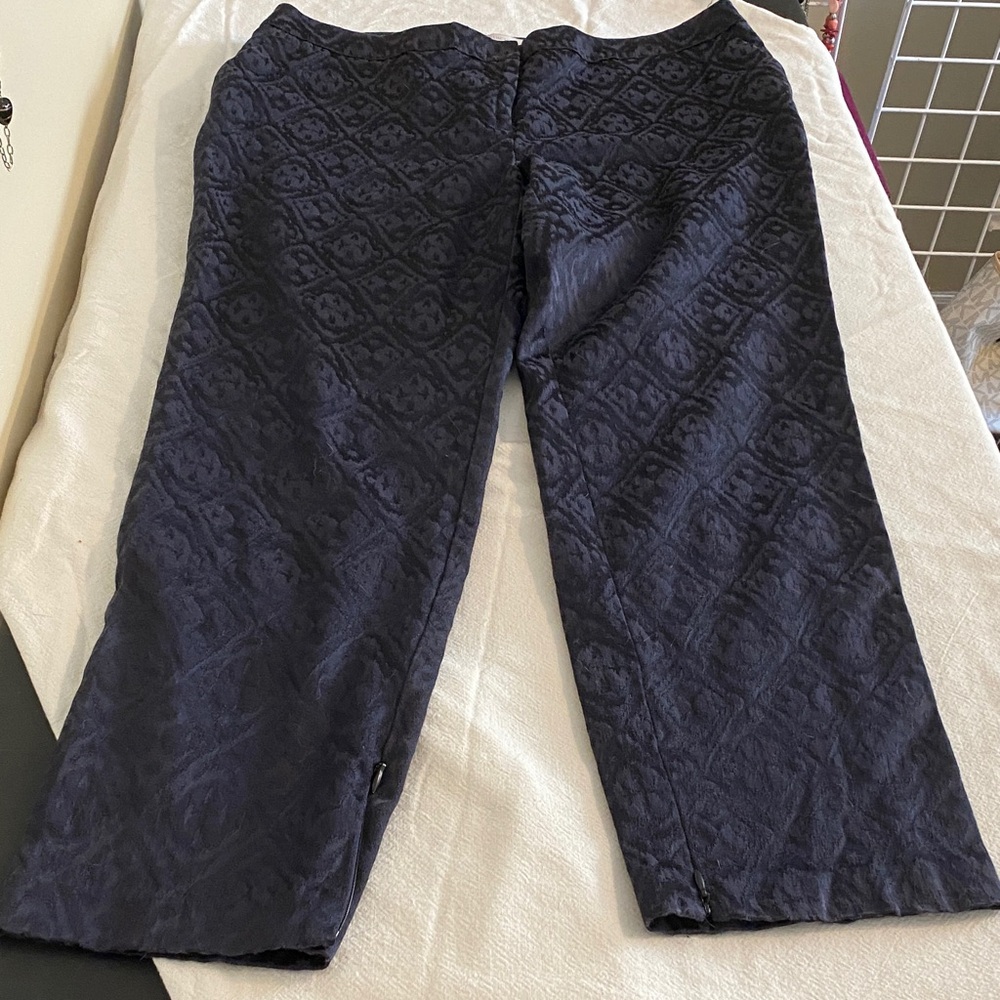 Chico’s 2 Elegant Navy Textured ankle Pants